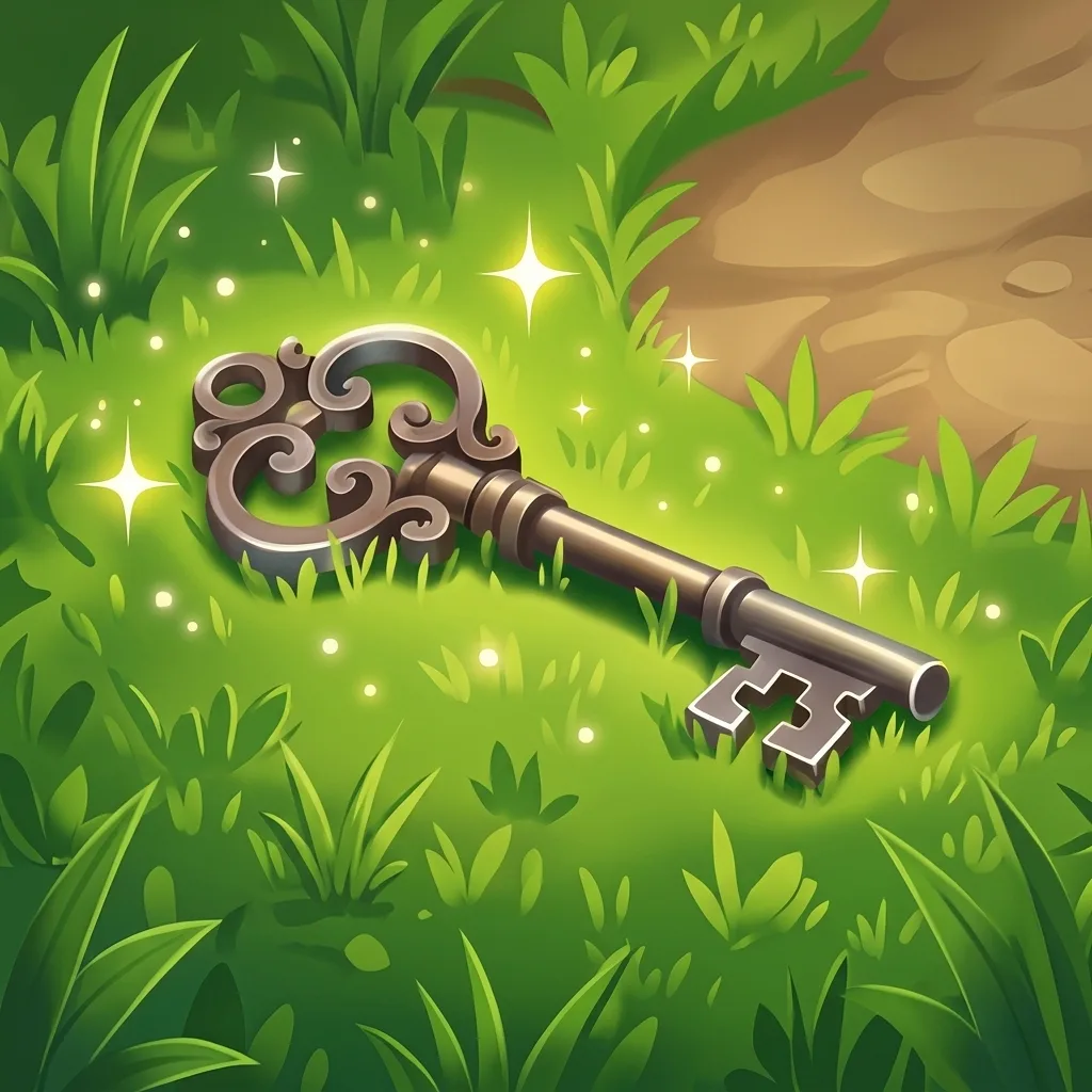 The Magical Key glowing in the grass